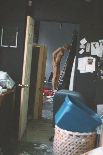 Spy pics of blonde undressing
