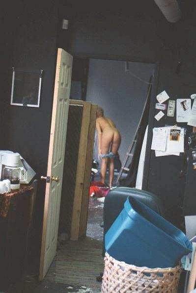 Spy pics of blonde undressing