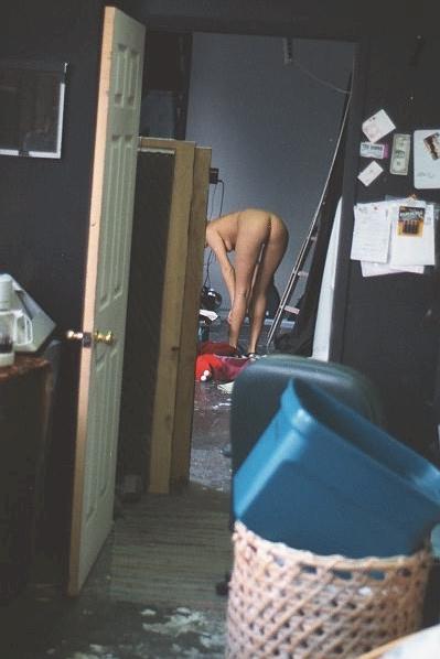 Spy pics of blonde undressing