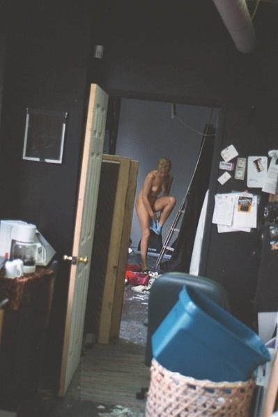 Spy pics of blonde undressing